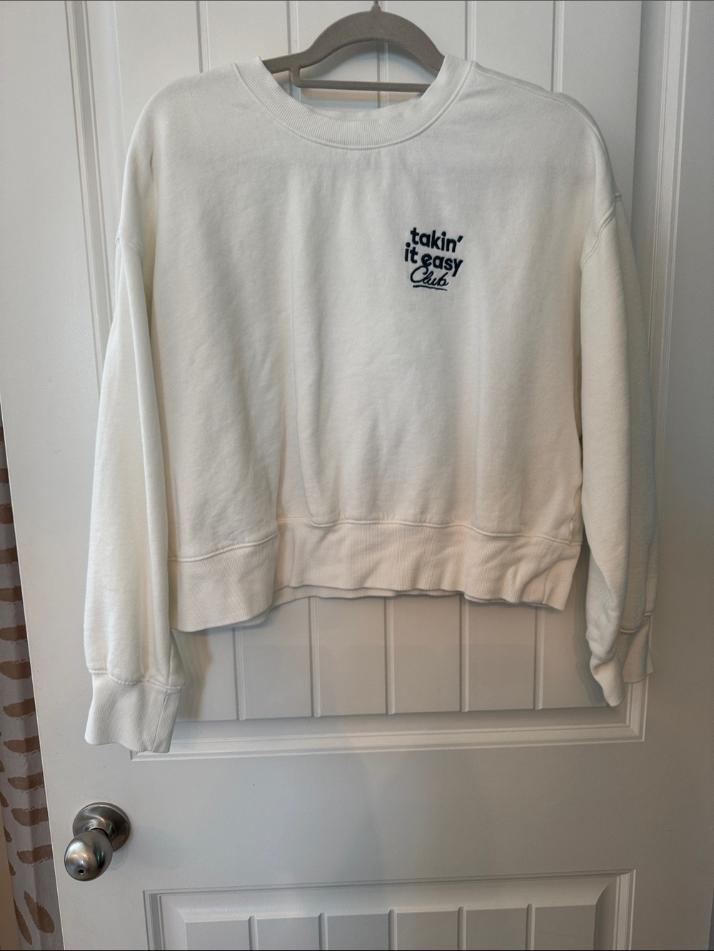 Old Navy White Crewneck Sweatshirt with Navy Script